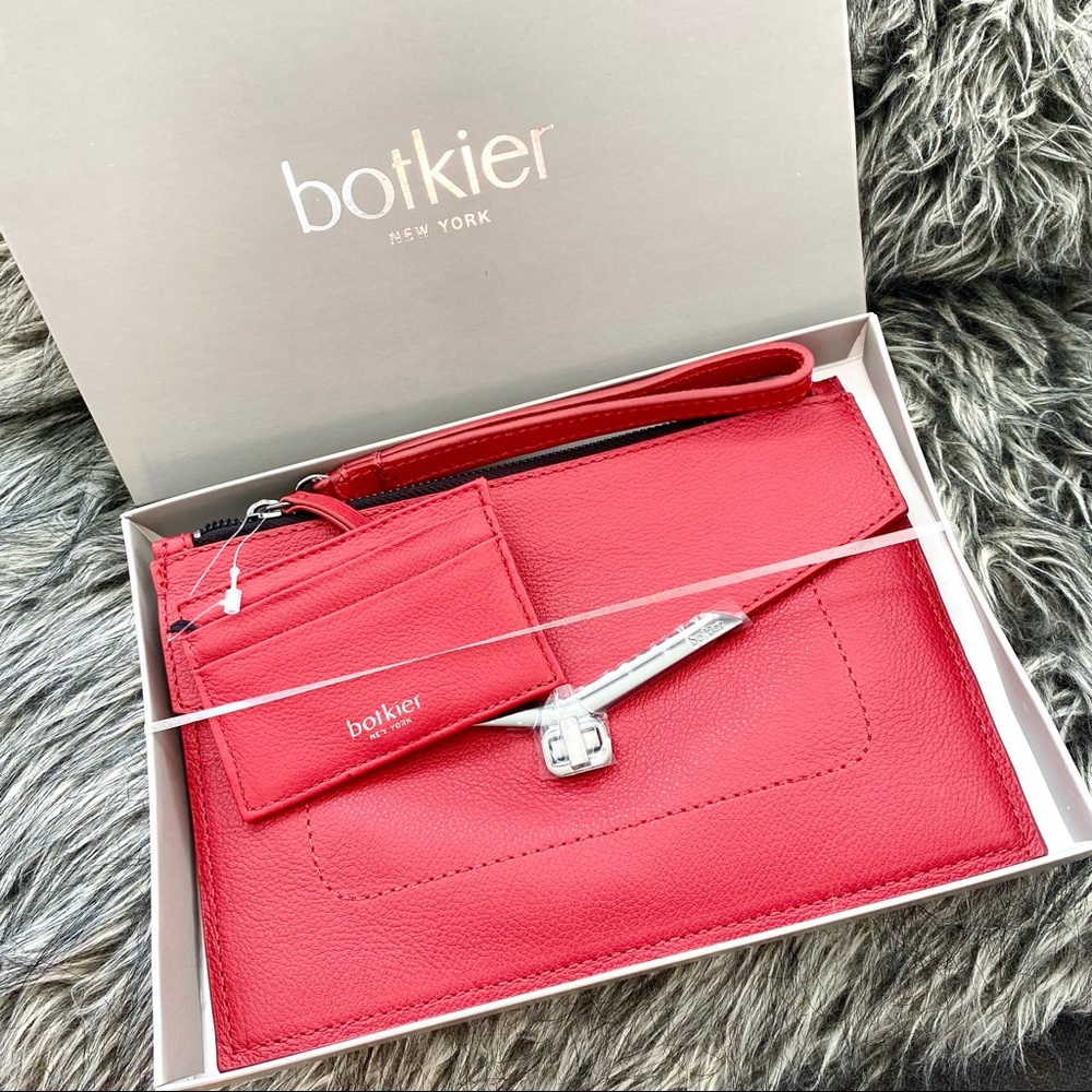 NWT Botkier genuine leather wristlet wallet gift set red
